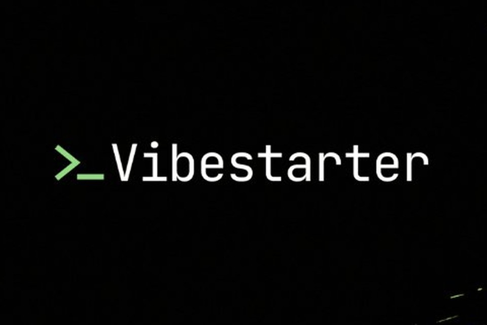 Vibestarter artwork: the Vibestarter logo beside a green burst on black