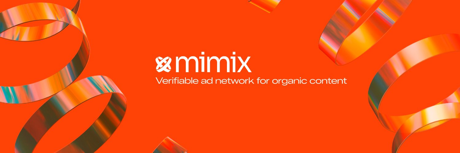 Mimix artwork: the Mimix logo and the line Verifiable ad network for organic content on orange