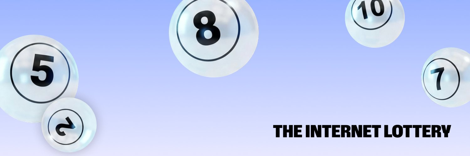 Megapot artwork: numbered lottery balls on a blue sky with the line The internet lottery