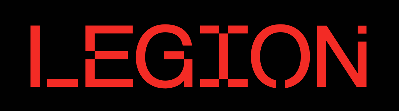Legion wordmark in red on black